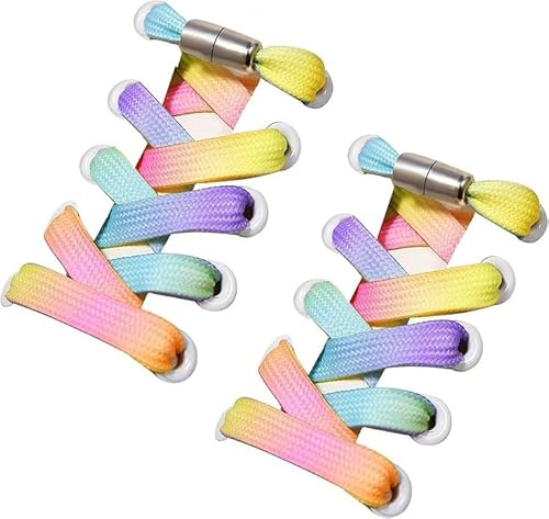 TOPBELIEF 2 Pares Cordones Planos, Cordones Zapatillas Sin Nudo 100cm, Cordone Zapatillas Poliéster, Cordone Universales Ajustables Para Calzado Deportivo, Lona, Informales, Colorido