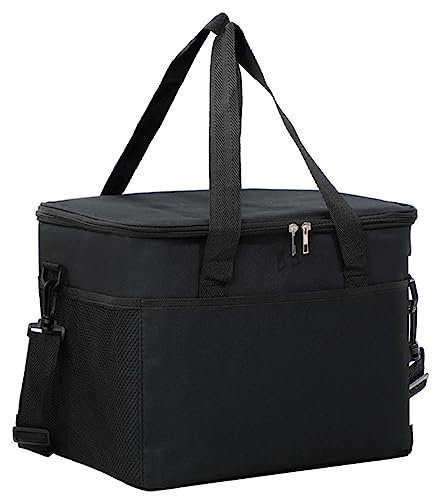 VIDECOR Kühltasche, Picknick-Lunch-Tasche, Box für Camping, Grillen, Familie, Auto und Outdoor-Aktivitäten, 25 L, Faltbar, Wasserdicht mit Harter Auskleidung,Black