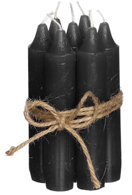 comforder Kerzen Set (7 Stück), 11cm Stabkerzen, einfarbig (Schwarz) | Skandinavische Tafelkerzen, Paraffin, rußarm, geruchlos, 4+ Std Brenndauer, schmal zulaufendes Ende