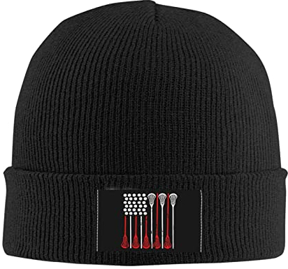 874 Klassische Beanie Mütze Lacrosse Mit Amerikanischer Flagge Beanie Mütze Warm Kopfbedeckung Bequem Slouch Beanie Mütze Für Herren Damen Männer 30X18 cm