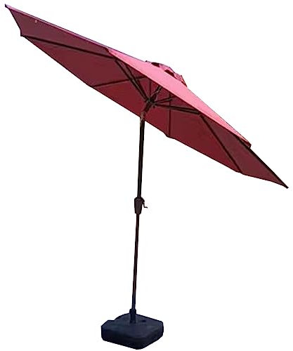 WYRMB Parasol de jardin à long manche, tête secouable, colonne en fer, avec base de réservoir, 9 pieds, 8 nervures, manivelle ouverte, base remplissable