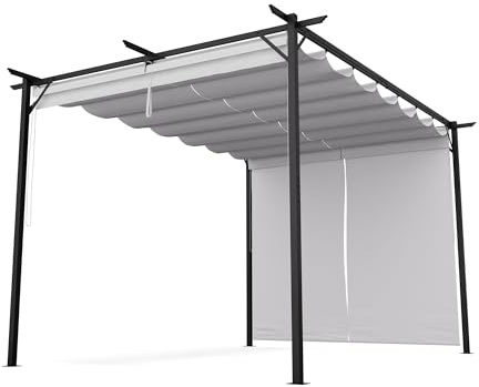 Blumfeldt Pavillon 3x4m, Wetterfestes Polyesterdach & Seitliche Jalousien, Pulverbeschichteter Stahlrahmen, Einfache Montage, Stabil & Winterfest, Ganzjährig Nutzbar