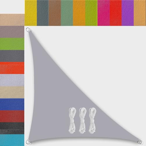 Sun Sail 2 x 3 x 3.6 m Triangle Right Angle Canvas Waterproof Sun Sail Made to Measure Balcony Rain Cover 95% UV Protection Wind Protection Canopy Tarpaulin for Garden Patio Outdoor Grey