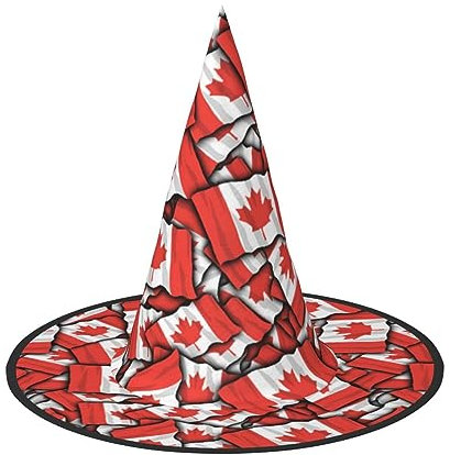 YFSGDLBN Halloween-Hut mit kanadischer Flagge, bedruckt, Hexenhut, spitzer Hut, dekorativer Hut