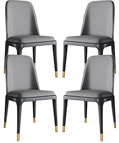 Moderne Esszimmerstühle aus Leder, 4 Stück, stilvolle Küchenstühle mit robusten Metallbeinen, für Theke, Büro, Empfang und Wohnzimmer