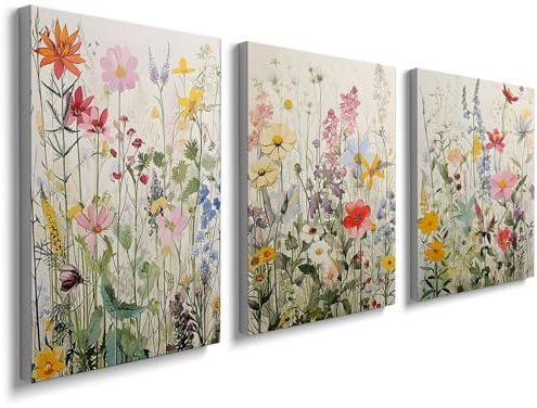 prinfantasy Asthetic Bedroom Decor Canvas Flowers - Prints Set of 3 Wall Art Print Sets Wall Art Living Room 0109