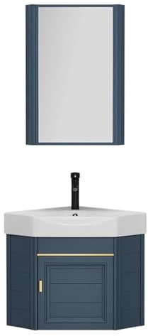 HXYhydrypd Badmöbel Set mit Spiegelschrank, Badezimmerwaschtisch mit Waschbecken, Eckwaschbecken, Bad Möbel Modern Set für Kleine Räume(43cm/17in)