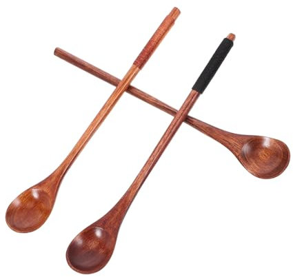Cabilock 3piezas Cucharas De Madera Nanmu Largas Para Mezclar Café Miel y Té Utensilios De Cocina Versátiles y Polivalentes Cucharas Pequeñas Para Bebidas Calientes