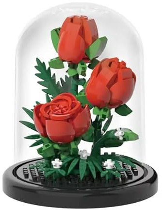La Fabrique Dracolume Rose Rouge sous Cloche à Monter – Fleur DIY – Cadeau Romantique pour Femme, Anniversaire, Saint-Valentin, Décoration Maison Élégante