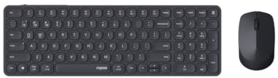 Rapoo 9710M Tastatur Maus Set Kabellos - Bluetooth & 2.4G USB Wireless, Multi Device bis 4 Geräte, Akku wiederaufladbar, kompaktes Aluminium Gehäuse flach, QWERTZ Layout Deutsch, dunkelgrau