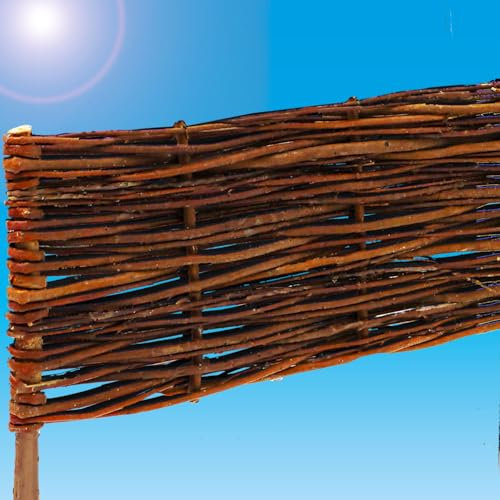 UrFence 10 Stück Beeteinfassung Weide - 100x20 Weidengeflecht Zaunelemente zum Stecken - Rasenkante 20 cm Hoch Beetbegrenzung Holz Steckzaun Weidenzaun Beetumrandung Gartenweg Flechtzaun Gartenzaun