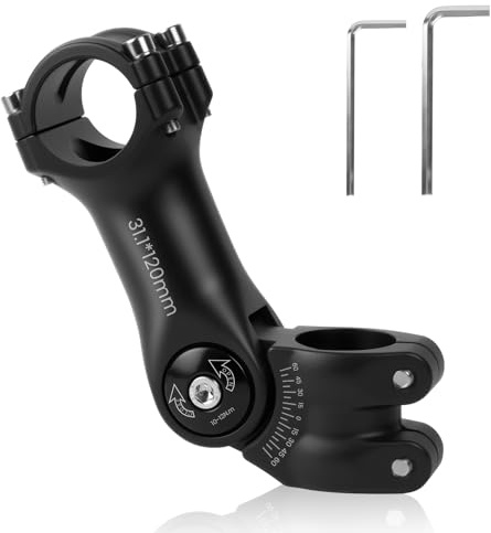 AOOSA Attacco Manubrio Regolabile Bici, 31.8 mm x 120 mm Attacco Manubrio Bici, Regolabile ±60° Prolunga Attacco Manubrio per Bici in Lega di Alluminio da Strada, Mountain Bike, MTB, BMX, Ciclismo