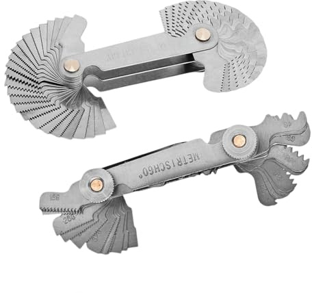 52 Blätter Gewindelehre Metrisch Zoll,Hydraulik Gewindeprüfer Radienlehre Edelstahl 2-In-1 Metrisches Hochpräzise Unc Schraubenlehre Metric Npt Thread Fühlerlehre Checker,für Rundgewinde Messwerkzeug