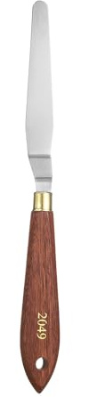 QUARKZMAN Couteaux à Peinture Outil Peinture 4.33 x 0.63 Rouge/Argent | Lame En Acier Inoxydable En Forme larme, Spatula Couteaux à Peinture Avec Trou Manche En Bois Hêtre, 8.46 Longueur