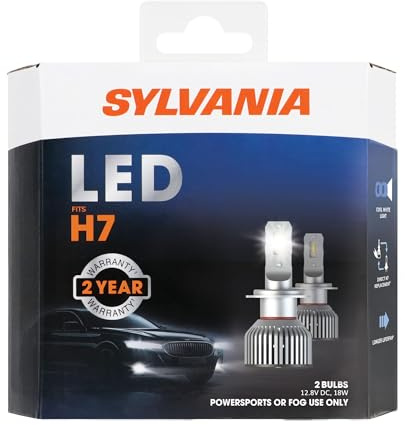 SYLVANIA H7 LED - Fog Lights For Cars and Trucks - Headlight Bulbs for Off Road Powersports - 6000k Cool White LED Light - Long-Lasting Bulbs - No Polarity - DIY Upgrade