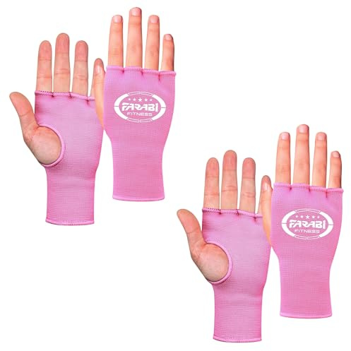 Farabi Sports Boxningshandskar Halvfinger Elastiska Innerhandskar Utan Gelvaddering För Stängning, MMA, Muay Thai, Träning, Kickboxning och Kampsport (Rosa (2-pack), L/XL)