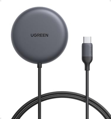 UGREEN Zapix Caricatore Wireless iPhone MagSafe Qi2 15W Certificato Compatibile con iPhone 17 16 15 14 13 12 Pro Max Plus Air AirPods, Ricarica Rapida Magnetica con Cavo Lungo 1.5M (1 PACK)