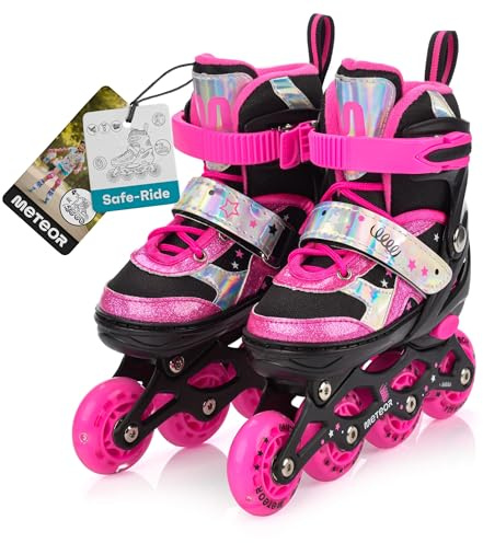 Inlines Rullskridskor Barn 4-i-1 set Rullskridsko för Barn Justerbar Rullskor Skridskor Rollerblades för Nybörjare med Självlysande Hjul METEOR