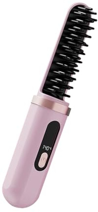 Brosse à lisser les cheveux sans fil – Peigne à lisser et à friser les cheveux chauffants en céramique rechargeables et portables | Mini brosses coiffantes pour femmes, lisseurs de barbe pour hommes