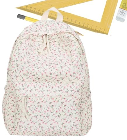 Blommig ryggsäck - canvasväska med kapacitet, elegant bokväska blommönster, hållbart reseaxelpaket, designficka flera fack, lättviktskonstruktion bekväm rem | Skola