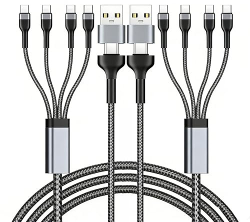 Jetstream 2 Stück USB-C Multi-Ladekabel 4 in 2, USB Typ C Multi PD+QC 3.1A Kabel mit 4 Typ-C-Anschlüssen Schnellladung, Kompatibel mit iPhone, S25, S24, S23, Xiaomi