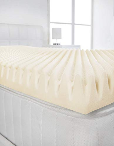 Littens 2 (50mm) Deep Double Bed Size Visco Memory Foam Mattress Topper Profile, Egg Shell Crate Box, Orthopaedic, Support, Plain Relief (4ft6, 137cm x 190cm)