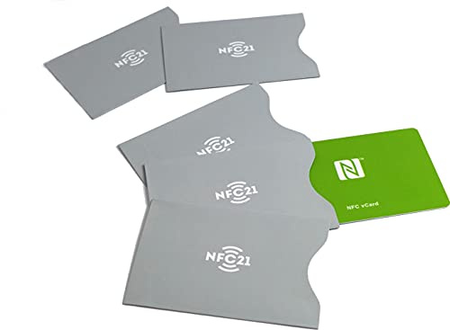 NFC Schutzhülle 5 Stück 90x60 mm aus Pappe mit integrierter Schutzschicht NFC Blocker Grau