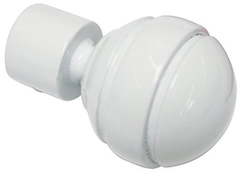 Gardinia Endknöpfe für Gardinenstangen, 2 x Endstück Kugel, Serie Chicago, Metall, Weiß, Durchmesser 20 mm 11277