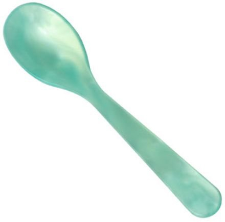 6 Eierlöffel aus Acryl in Perlmuttoptik 12,5 cm / Farbe: Türkis