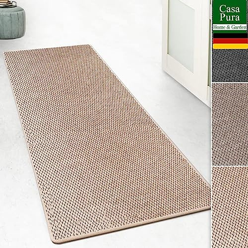 casa pura Teppich Läufer für Küche, Flur & Wohnraum - Teppichläufer auf Maß in Sisal Optik - Meterware - Flurteppich - Küchenläufer - Wohnzimmer Teppich (Kalkuta, Beige, 66x150cm (BxL))
