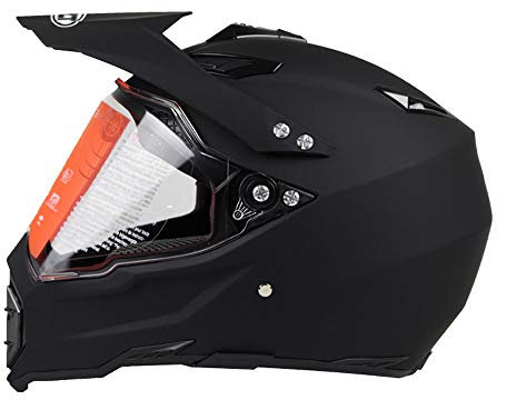 Woljay Woljay Casco da Motocross Moto Cross Integrali Discesa Enduro Quad Mountain MTB AVT MX per Downhill Offroad Adulti Nero opaco (L)