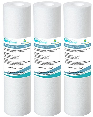3X AquaHouse 10 Sediment Water Filter Cartridge for Reverse Osmosis, Water fed Pole & Partictle Filtration, fits Standard 10 Filter housings - 5 Micron