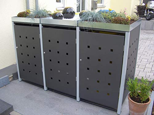 Mülltonnenverkleidung Pflanzdach XL Müllboxen Metall foliert