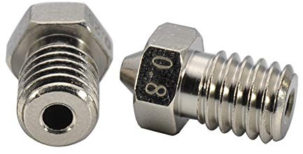2pcs Upgrade 3D Printer M6 Thread Brass Plated Nozzle Wear Resistant nozzles for 1.75mm V6 Hotend Titan Aero Extruder Prusa I3 MK3 MK3S Anycubic I3 Mega 3D Printer (2x0.8mm)