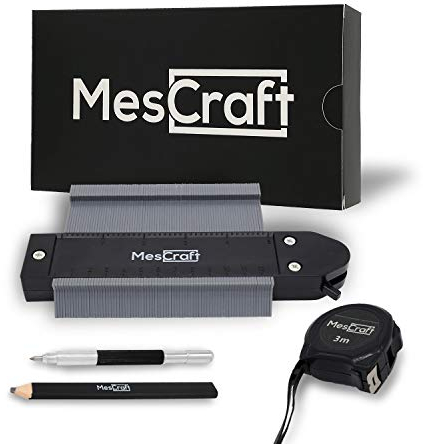 MESCRAFT Medidor de contorno con tope – [juego de 4] – Incluye cinta métrica | aguja de trazo | lápiz – [contorno mágico]