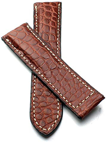 Sulla 22mm Alligator Uhrenband handgemacht in Deutschland kompatibel mit Breitling Faltschließe Bordeau Weiße Naht