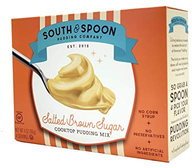 South & Spoon Gourmet Cook & Serve Salted Brown Sugar Pudding Mix and Pie Filling, All Natural Ingredients, Gluten Free, Kosher, No Preservatives, 12-Pack of 4-oz. Boxes