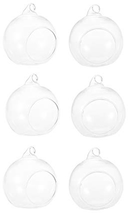 6 STK Glas Teelicht Kerzenhalter Glaskugel Luftpflanzenbehälter Für Zu Hause Hängende Kerzenhalter Glas Hängender Teelichthalter Glaskugeln Luftpflanzenhalter Bonsai Base