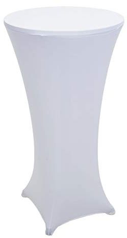 Mendler Set Stehtisch + Stehtischhusse HWC-J30 Ø60cm - Husse Weiss | Bistrotisch, Tischhusse, klappbar höhenverstellbar