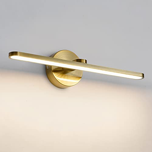 LANMOU Vintage Spiegelleuchte Messing, 3000K LED Retro Wandleuchte Badezimmer, IP44 Wasserdicht Bad Spiegellampe, 50cm/14w