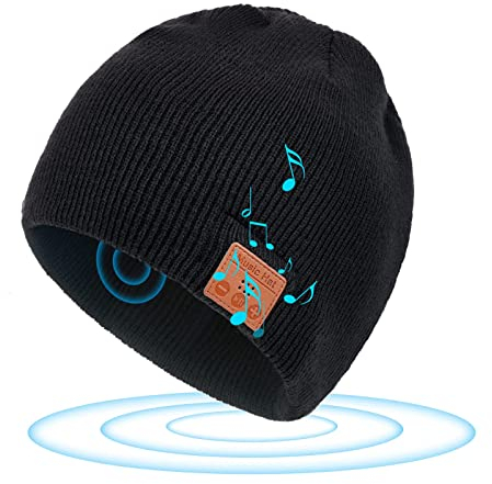 flintronic Berretto Bluetooth Regalo, Berretto Cappello Invernali, Berretto Uomo Donna Invernali, Cappello Bluetooth Regali Natale, Berretto Musicale, Berretto Uomo in Maglia per Sci Running Ciclismo