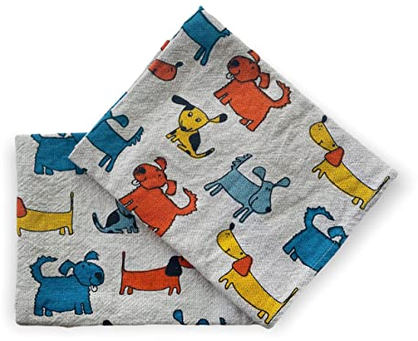 JOWOLLINA Gourmet Geschirrtücher 2er Set gestreift 44x68 cm Hund blau