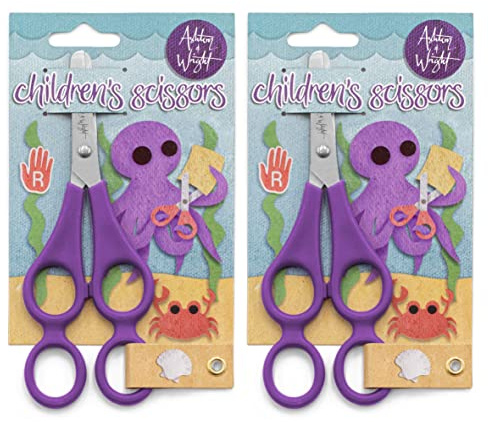 Ashton and Wright - Kinderschere, Doppelloch, Violett, 2 Stück