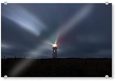 artboxONE Acrylglasbild 120x80 cm Reise/Strand und Meer Leuchtturm im Dunkeln auf Sylt - Bild Nacht
