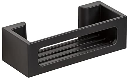 WENKO Turbo-Loc® Wandablage Bralia, Bad-Ablage aus Kunststoff, Befestigen ohne Bohren, tiefes Körbchen für sicheren Stand von Shampoo und Duschgel, für Bad & Dusche, 30 x 8,5 x 12 cm, Schwarz