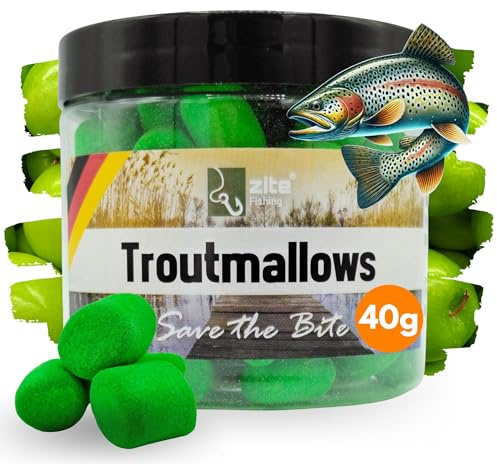Zite Fishing Trout Mallows Forellenköder - Hochfängiger Forellenteig | auftreibend - Troutmallows Starke Aromen & Leuchtende Farben 40g Dose Forellen Köder