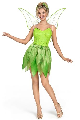 Spooktacular Creations Disfraz de cuento de hadas verde para mujer con alas de hada, disfraz de Halloween para adultos