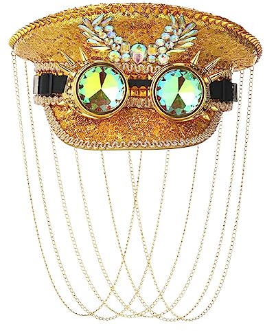 COSDREAMER Damen Militän Captain Hut mit Brille (D)