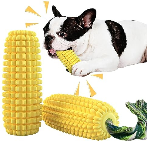 Mloowa Dog Chew Toys for Aggressive Chewers,Corn Interactive Squeaky Dog Toys for Puppy Medium Breed,Tough Rubber Dental Chew Dog Toys
