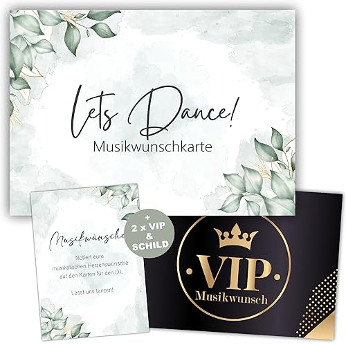 Eummel 50 Musikwunschkarten inkl. VIP Karten Hochzeit Musikwunsch Dj Karten Geburtstag Boho Musikwünsche Musikkarten Partykarten